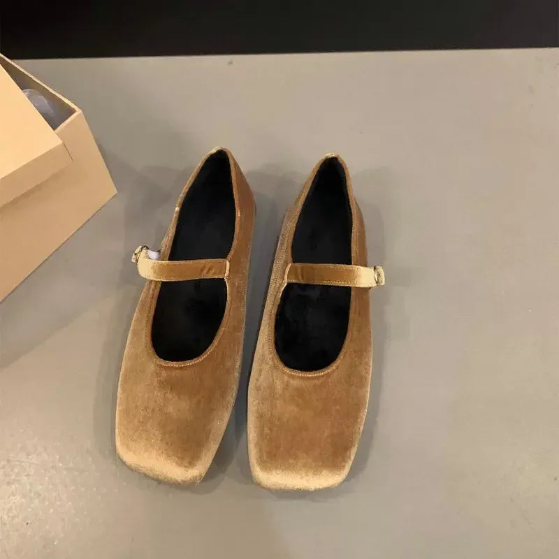 KissICON Gold / 34 Flat Shoes for Women Autumn Mary Jane Hairy