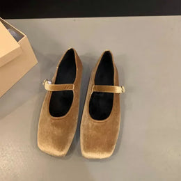 KissICON Gold / 34 Flat Shoes for Women Autumn Mary Jane Hairy