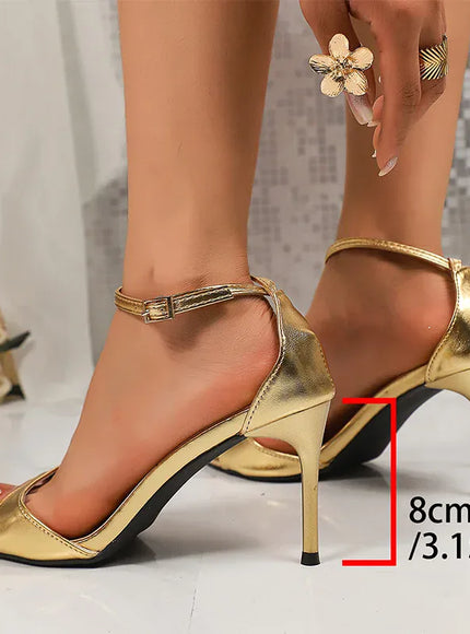 KissICON Gold / 35 Plus Size Luxury High Heel Sandals Women Gold