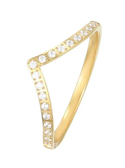 KissICON GOLD / 6 Kissicon Delicate Bling V Ring – Stainless Gold Shine