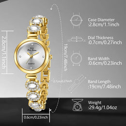 jkthpu-45 Gold 💋 6PCS Womens Watch Set Round Dial Quartz - Gift Set