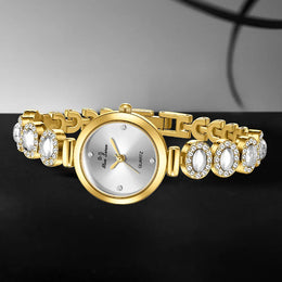 jkthpu-45 Gold 💋 6PCS Womens Watch Set Round Dial Quartz - Gift Set