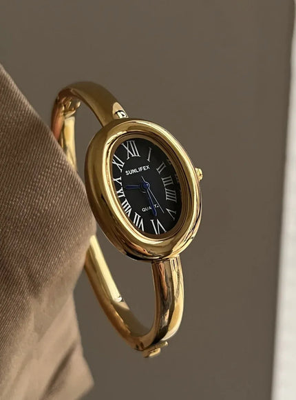 KissICON Gold black KissIcon Bathtub Watch Women Rose Gold Luxury Quartz