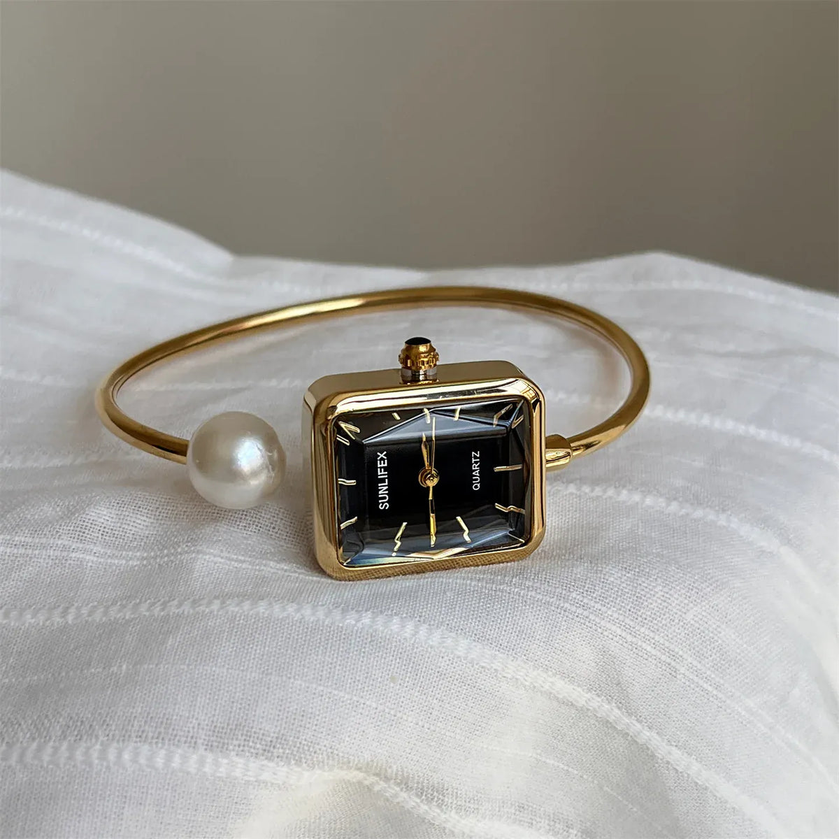 KissICON Gold black KissIcon Gold Square Pearl Watch - Light Luxury