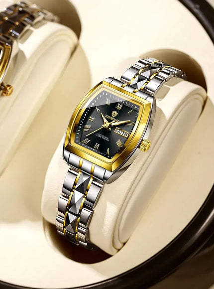 KissICON gold black KissIcon Light Luxury Women Watch - Waterproof Calendar