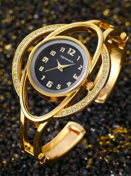 KissICON gold black KissIcon Women's Watch Gold Tone Stainless - Light