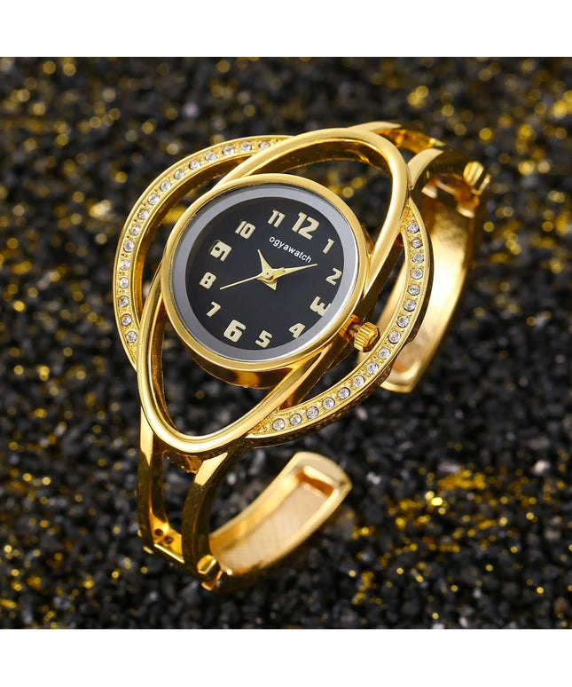 KissICON gold black KissIcon Women's Watch Gold Tone Stainless - Light