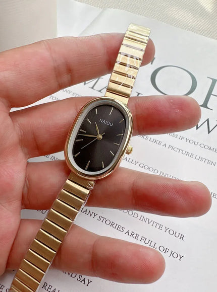 KissICON Gold black KissIcon Women's Watch Oval Dial Quartz Wristwatch -