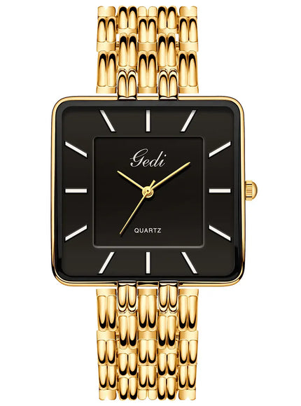 KissICON gold black-men KissIcon Men Square Business Watch - Waterproof Stainless