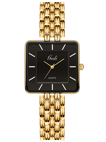 KissICON gold black-women KissIcon Men Square Business Watch - Waterproof Stainless