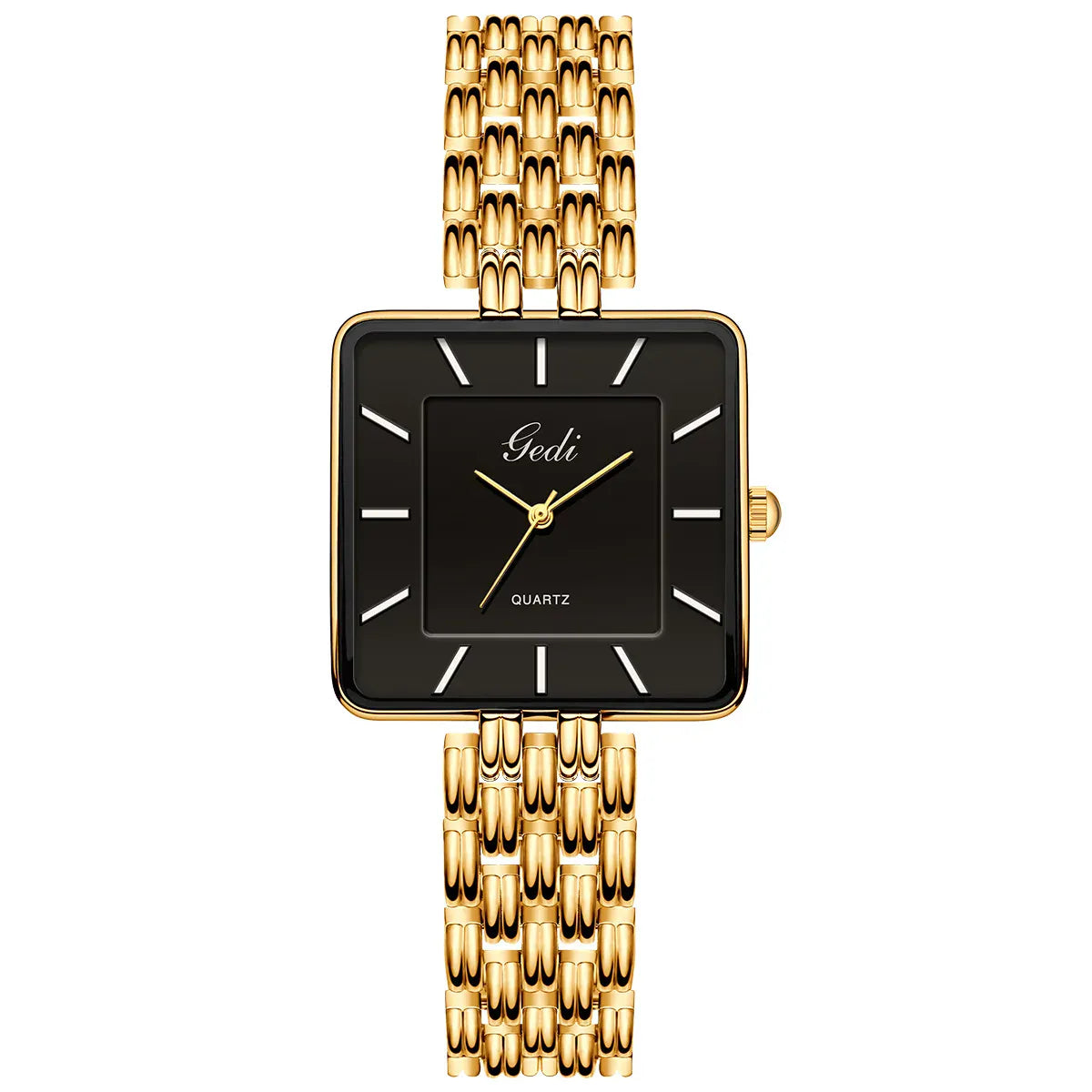 KissICON gold black-women KissIcon Men Square Business Watch - Waterproof Stainless