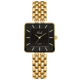 KissICON gold black-women KissIcon Men Square Business Watch - Waterproof Stainless