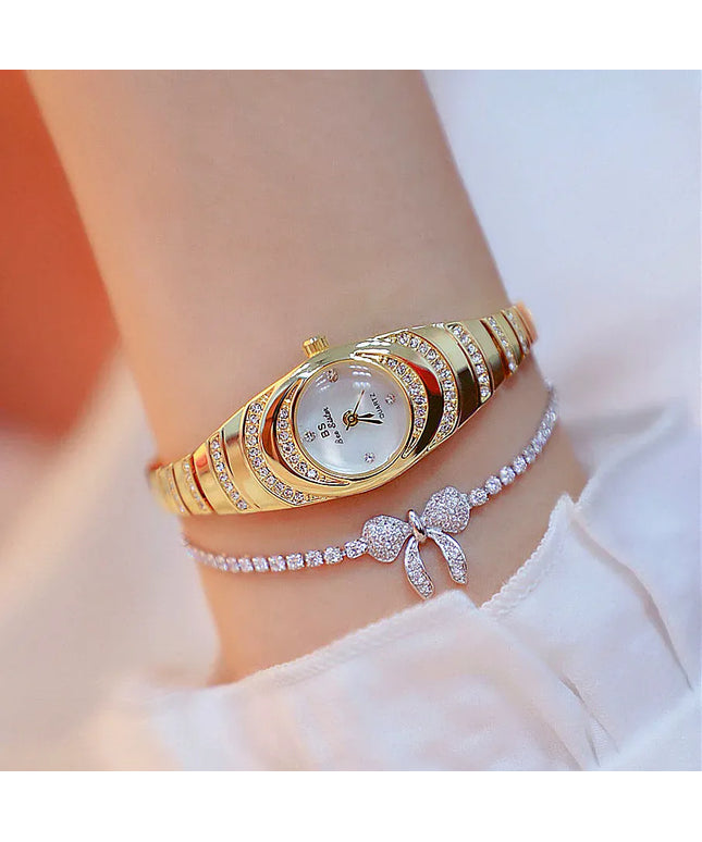 KissICON Gold BS Brand Diamond Snake Bracelet Watch For Women