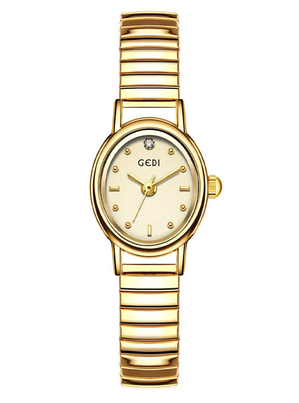 KissICON Gold Elegant Women Quartz Watch Waterproof Stainless Oval Case