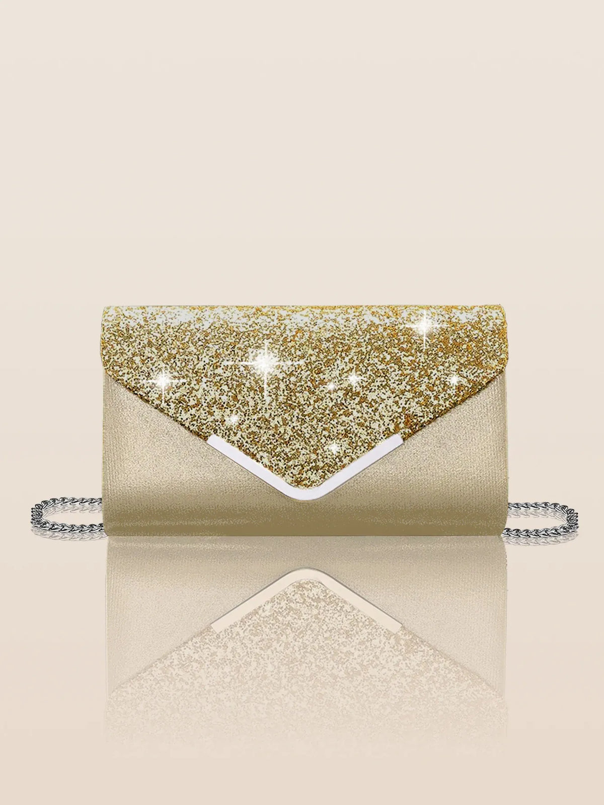 Dropshipman Gold Glitter Bling Envelope Clutch Bag – Shiny Party & Wedding Dinner Handbag
