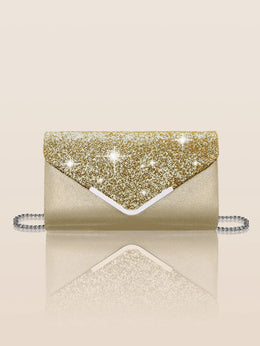 Dropshipman Gold Glitter Bling Envelope Clutch Bag – Shiny Party & Wedding Dinner Handbag