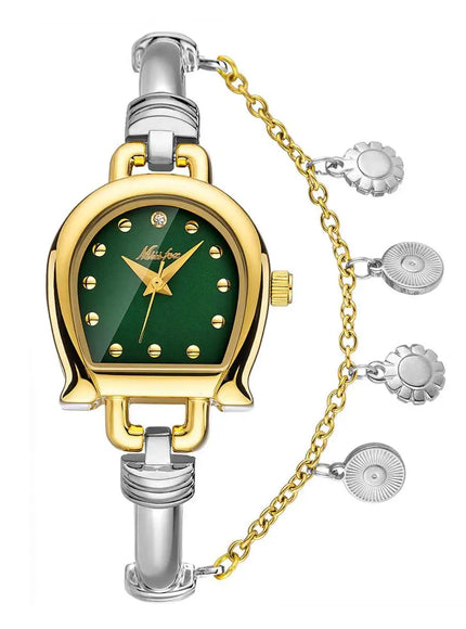 KissICON Gold green Elegant Women Watch Niche High End Feel U