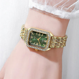 KissICON Gold green KissIcon 2025 Brand Watch Women Diamond Quartz -