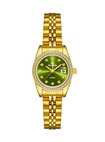 KissICON Gold green KissIcon BS Women Watch Calendar Quartz Steel Band