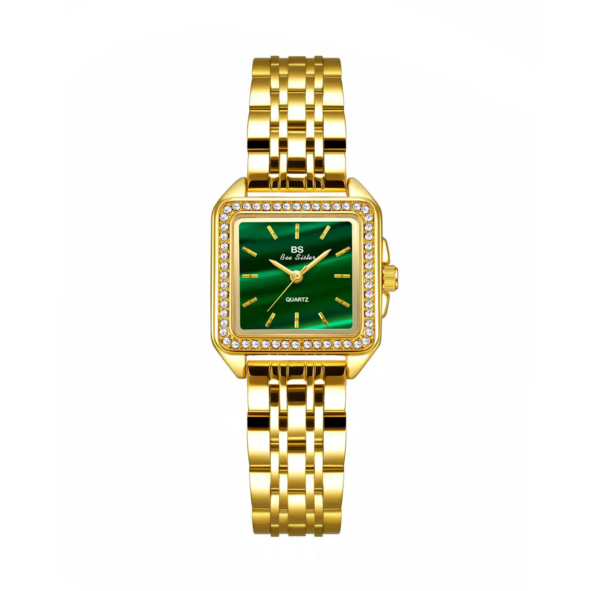 KissICON Gold Green KissIcon UTHAI Women Watch Gold Square Quartz -