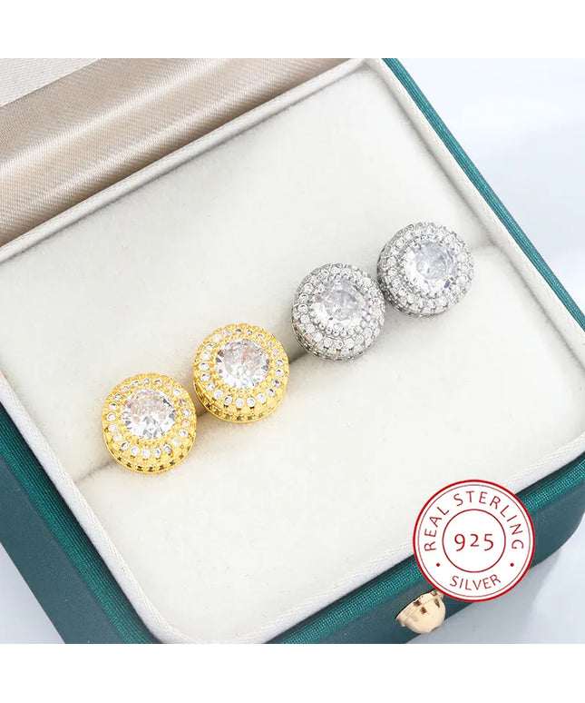 KissICON Gold KissIcon Hip Hop Round Zircon Earrings -Micro Diamond Shine