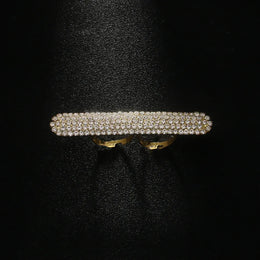 KissICON Gold Kissicon Two Finger Bar Ring – Rhinestone Open Sparkle