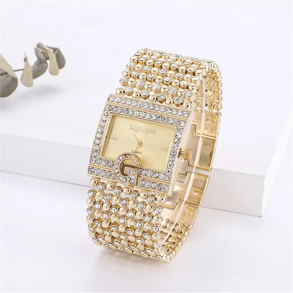KissICON Gold KissIcon UTHAI W31 Womens Luxury Diamond Quartz Watch