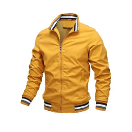KissICON Gold / L (165cm 60-68kg) Mens White Waterproof Casual Fashion Windbreaker Bomber Jacket