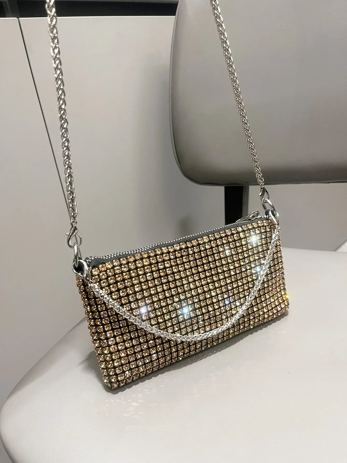 Dropshipman Gold Luxury Designer Rhinestones Clutch Purse Bag for women handle bag Shoulder Bag Purse