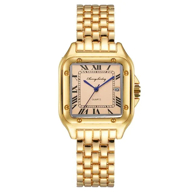 KissICON Gold Male UTHAI Women Quartz Watch Stainless Steel Band -