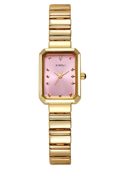KissICON Gold pink KissIcon Women Gold Square Watch - Stainless Steel