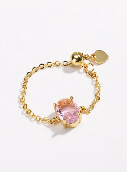 KissICON gold pink / resizable Delicate Adjustable Bling Oval Ring – CZ Sparkle