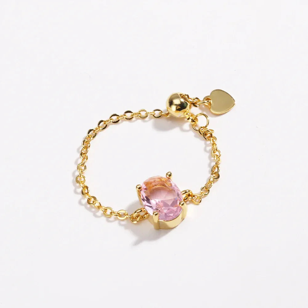 KissICON gold pink / resizable Delicate Adjustable Bling Oval Ring – CZ Sparkle