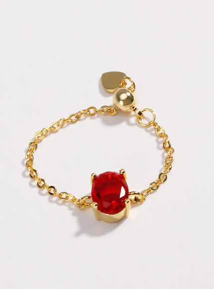 KissICON gold red / resizable Delicate Adjustable Bling Oval Ring – CZ Sparkle