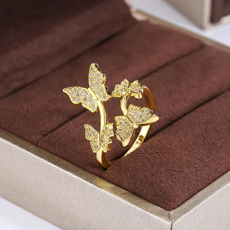 KissICON Gold / resizable KissIcon Sterling Butterfly Zircon Ring - Open Prom Jewelry