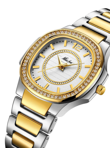 KissICON Gold silver KissIcon UTHAI W93 Womens Diamond Luxury Watch Gold
