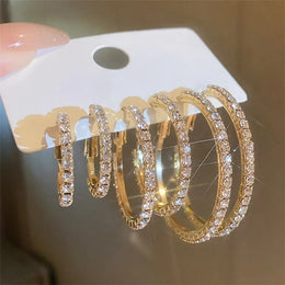 KissICON Earrings Gold Sparkling Paved Rhinestone Hoop Earrings