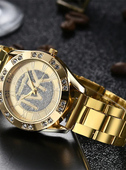 KissICON Gold UTHAI Women's Diamond Set Quartz Watch - TVK