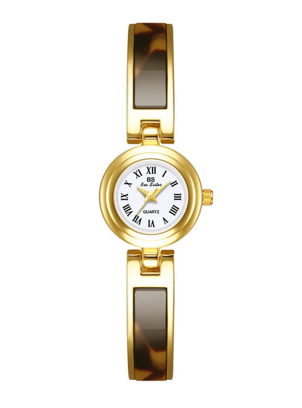 KissICON Gold white BS Women Watch Retro Amber Bracelet Quartz Wristwatch