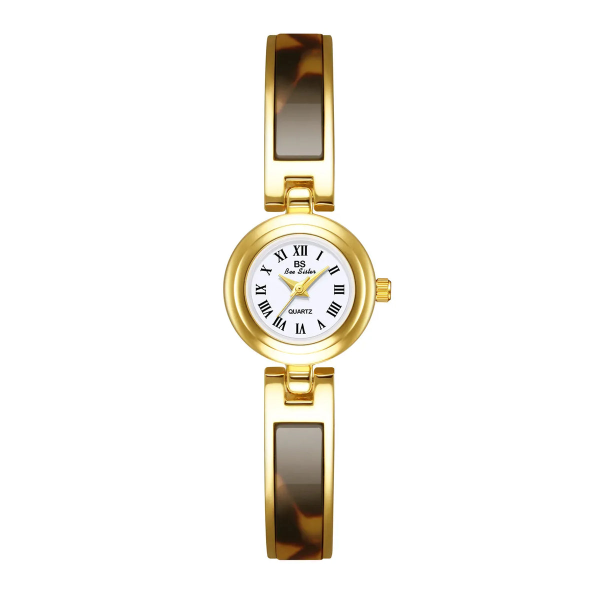 KissICON Gold white BS Women Watch Retro Amber Bracelet Quartz Wristwatch