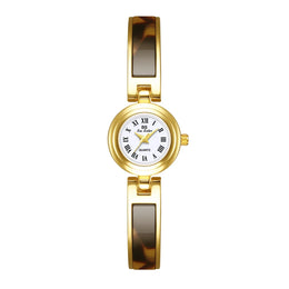 KissICON Gold white BS Women Watch Retro Amber Bracelet Quartz Wristwatch
