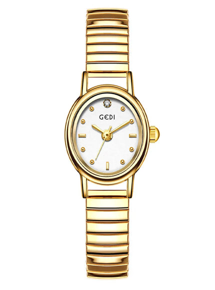 KissICON Gold white Elegant Women Quartz Watch Waterproof Stainless Oval Case