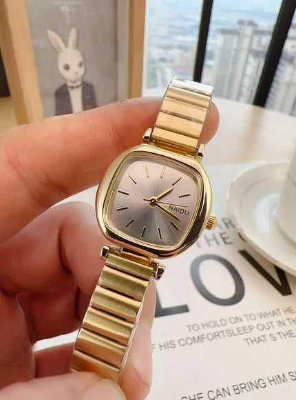 KissICON Gold white KissIcon College Style Watch Women Square Small Dial