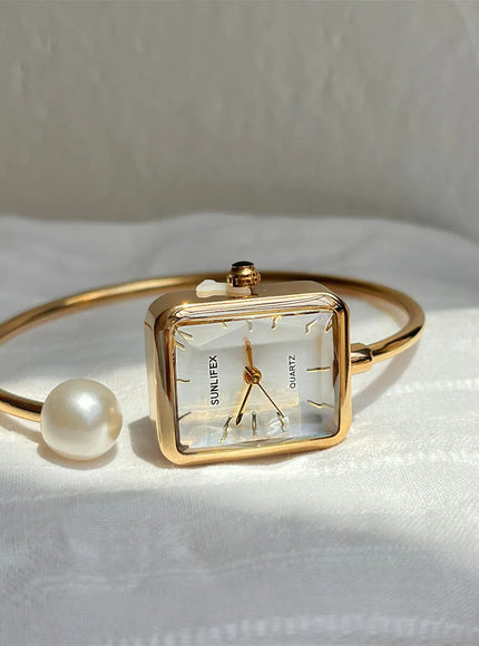 KissICON Gold white KissIcon Gold Square Pearl Watch - Light Luxury