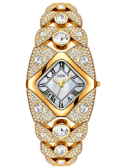 KissICON Gold white KissIcon Women Diamond Inlaid Luxury Watch - Waterproof