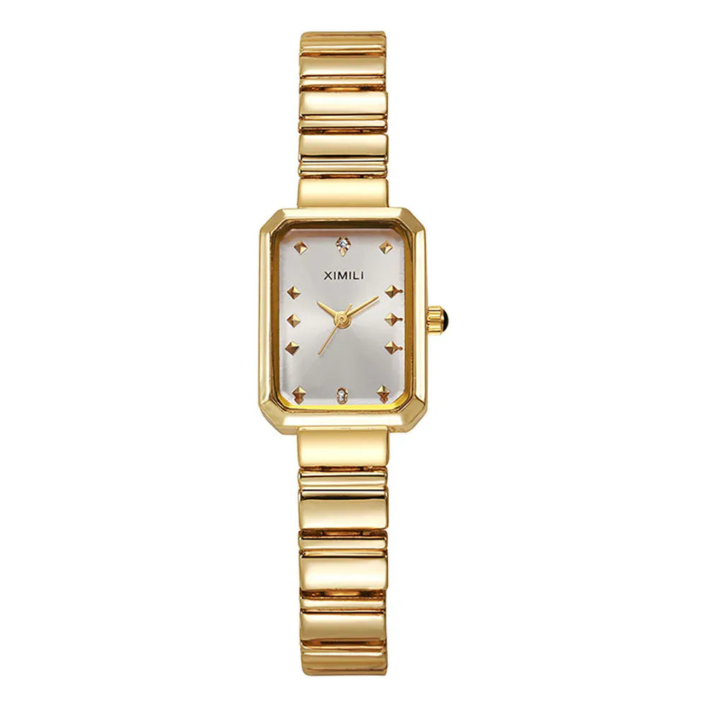 KissICON Gold white KissIcon Women Gold Square Watch - Stainless Steel