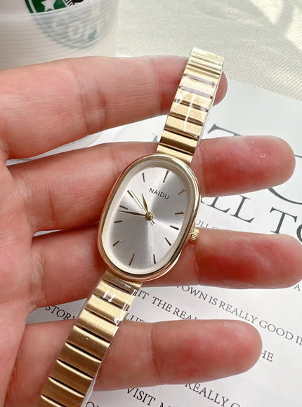 KissICON Gold white KissIcon Women's Watch Oval Dial Quartz Wristwatch -