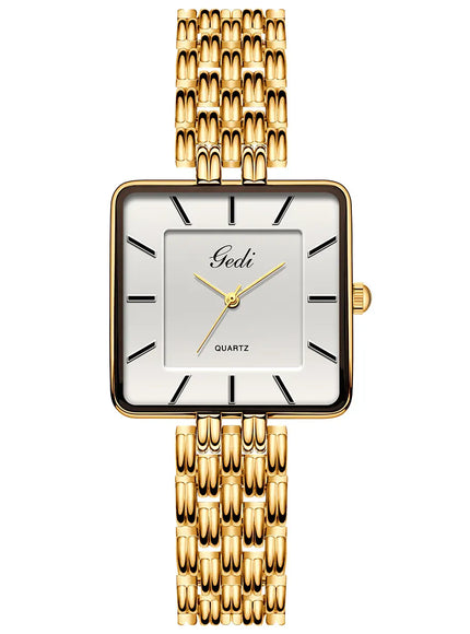 KissICON gold white-women KissIcon Men Square Business Watch - Waterproof Stainless