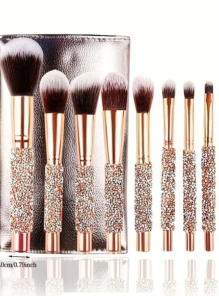 KissICON Golden 12-piece Makeup Brush Set Golden Rhinestone Makeup Brush Set – Pink Glitter
