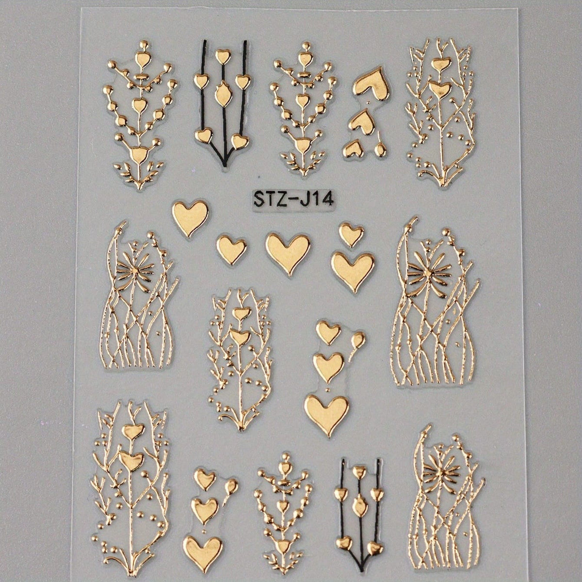 KissICON Golden(1pc) Golden Foil Heart 5D Nail Stickers - Self